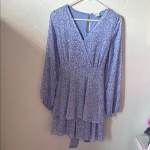 Floral Blue Long Sleeve Dress